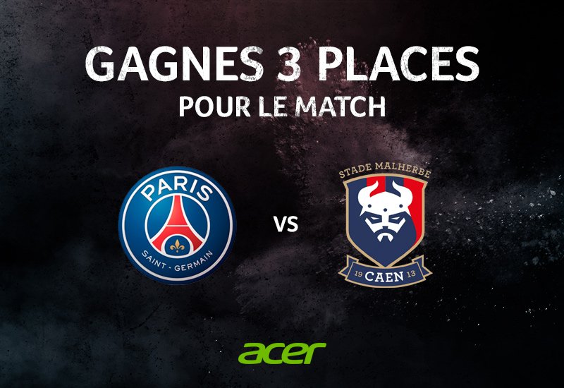 AcerFrance's tweet photo. [#Concours] Allez encourager votre équipe au Parc des Princes pour le match @PSG_inside / @MSCaen du 20 Décembre ! Acer vous fait gagner 3 places pour une soirée à partager avec vos amis : RT + follow pour participer au TAS le 18 Décembre ⚽ https://t.co/9m7VHMoQFj