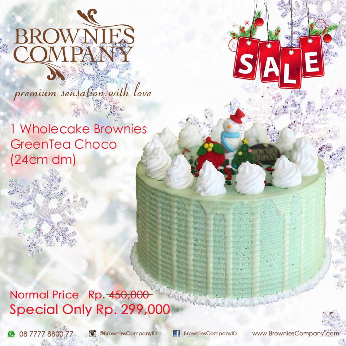 Get Special Christmas Price for Our New Variant:

GREENTEA CHOCO 
Only IDR 299K
.
#BrowniesGandum