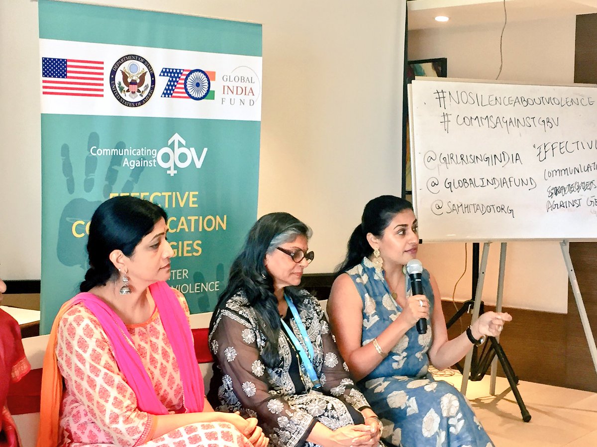 GirlRisingIndia's tweet photo. "We must encourage women to register more complaints against #genderbasedviolence" - @AmitaNVyas, Founder, @globalindiafund. #NoSilenceAboutViolence #CommsAgainstGBV https://t.co/M0Mw1WjaV5