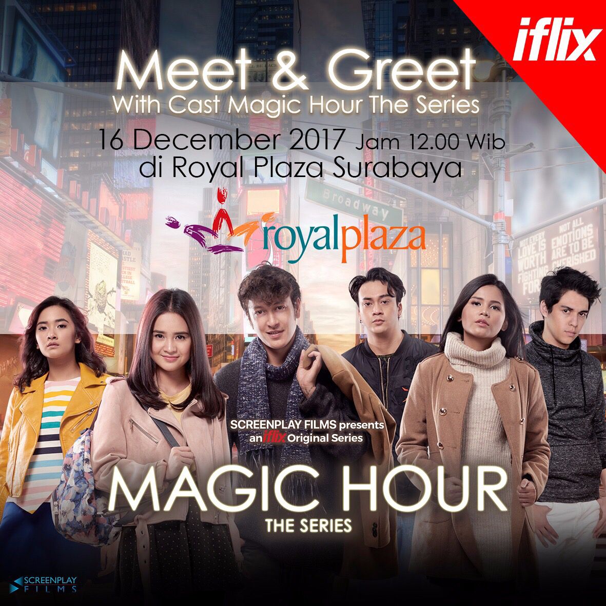 MagicHourID's tweet image. Sampai ketemu di Royal Plaza Surabaya 
bersama @michelleziu @dimsanggara &amp;amp; @MAX_maxime ❤️ @iflixID #MagicHourSeries