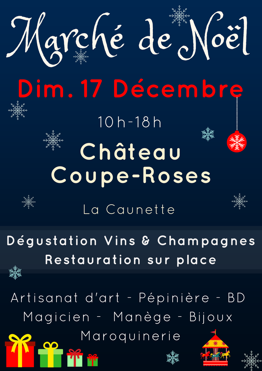 Le Château Coupe-Roses organise son 4ème marché de Noël !
Venez nombreux ce Dimanche 17 Décembre à La Caunette! #marchedenoel #artisanat #producteurs #Foodtruck #bellejournéeàLaCaunette