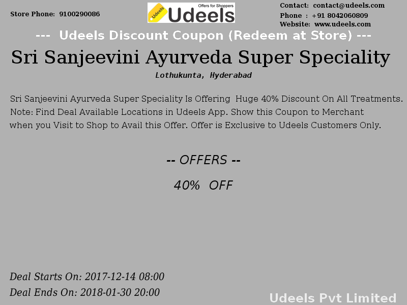 UdeelsHyderabad's tweet photo. 40% OFF | Sri Sanjeevini Ayurveda Su | #SriSanjeeviniAyurvedaSuperSpeciality | #Health | #Lothukunta | #Hyderabad
https://t.co/J2FuSkBZdT https://t.co/NN4Q5hgbYP