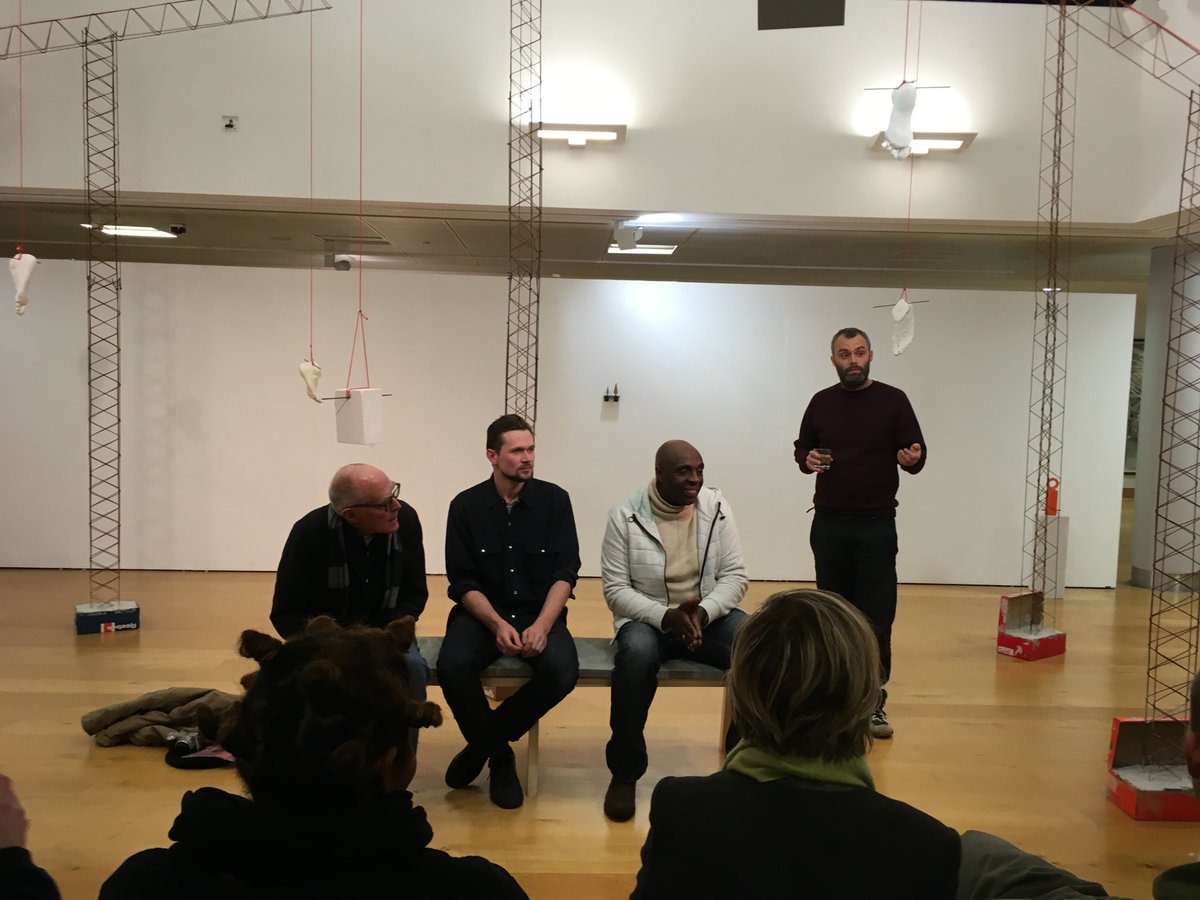 RadicalEssex's tweet photo. Congratulations to Finn Thomson on his exhibition @GibberdGallery2, the inaugural STAIR (Sculpture Town Artist in Residence), a brilliant programme from Harlow Arts Trust. Great discussion last night with Richard Wentworth and Cedric Christie, introduced by James Smith #Harlow https://t.co/7FdOEfzf61