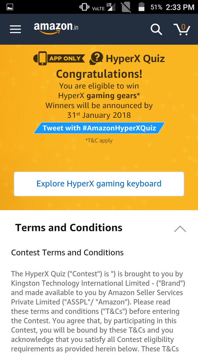 kalpana7867's tweet photo. #AmazonHyperXQuiz
Win With @amazonIN https://t.co/amC8nzjpYq