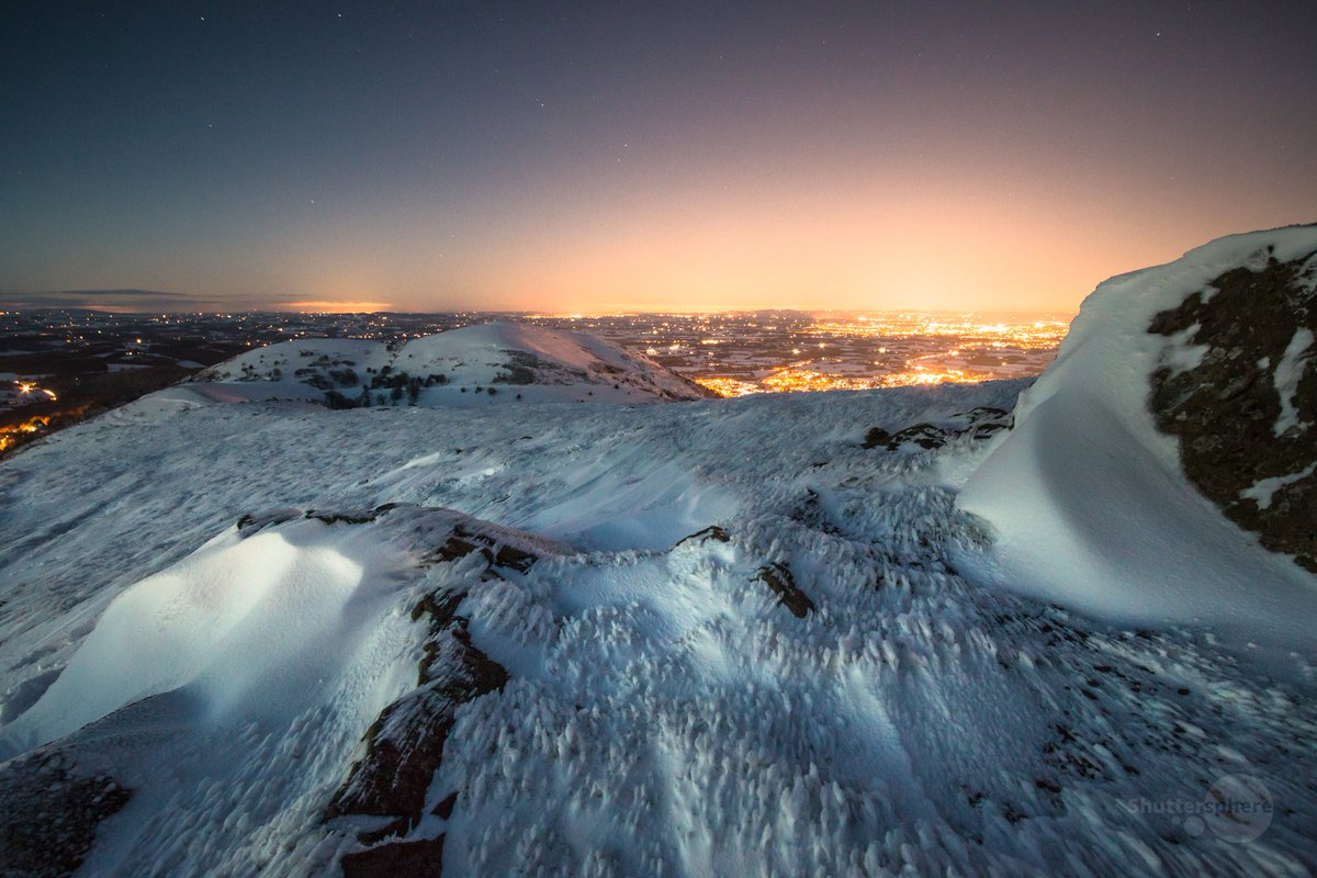 Night time view from the #MalvernHills in the snow #Worcestershire