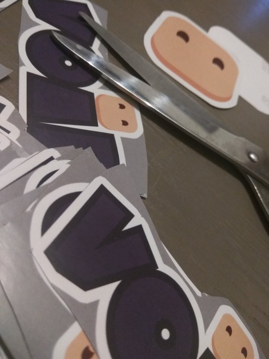 friskyfatal's tweet photo. You can be sure you're #indie when you are cutting your stickers by hand.
#indiedev #VoidTheGame https://t.co/2LpzbE8nzG