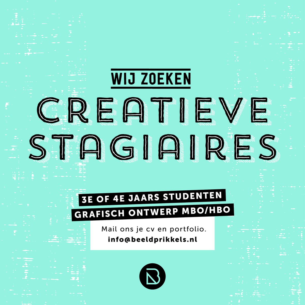 Wij hebben plek voor 2 creatieve stagiaires grafisch ontwerp / multimedia voor de volgende periode vanaf februari 2018. Mail je CV en portfolio naar info@beeldprikkels.nl