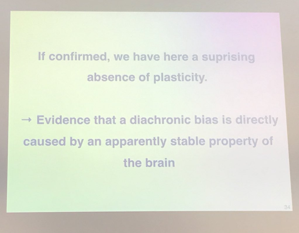 hoffmanndoro's tweet photo. Bickel concluding: stable properties directly cause diachronic bias in languages. A clear link between cognitive properties and language use and development?#ALS2017 https://t.co/ZfSSx1hIFB