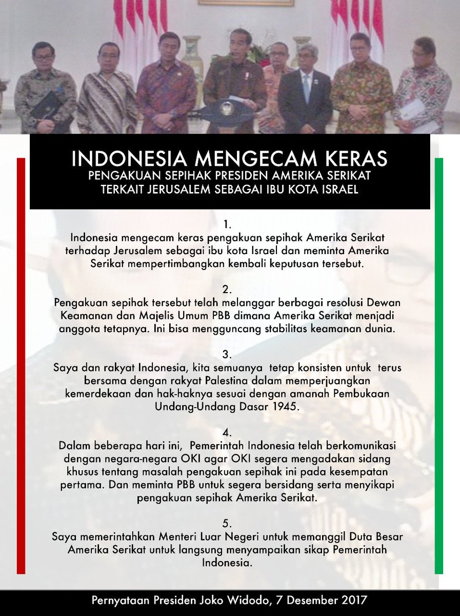 kemkomdigi's tweet photo. Indonesia #KecamKeras pengakuan sepihak Presiden AS @realDonaldTrump terkait #Jerusalem sbg ibukota Israel ~ @rudiantara_id @Portal_Kemlu_RI https://t.co/g0XEv8l7iH