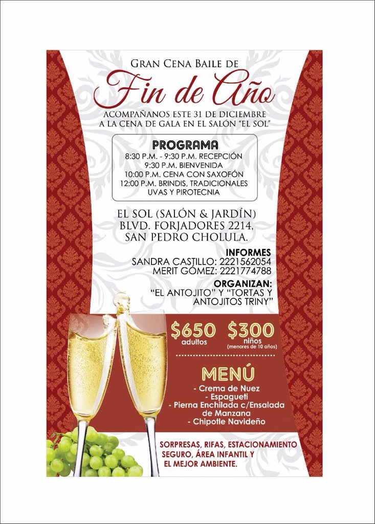 draSandii's tweet photo. Excelente opción para pasar el año nuevo !!!! Sazón garantizado y ambiente espectacular! , aparta tus boletos ! https://t.co/qvcIEdMQfy