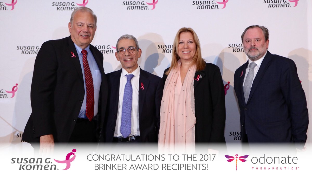 odonatetx's tweet photo. Congratulations to the 2017 Brinker Award Recipients, Alan Ashworth, PhD, FRS &amp; Dennis Slamon, MD, PhD. Odonate Therapeutics™ is excited to partner with @SusanGKomen in advancing care for breast cancer patients. #BrinkerAward #SABCS2017 #OdonateTx #BreastCancer #MetastaticBC https://t.co/FQ1Ljkt0ux