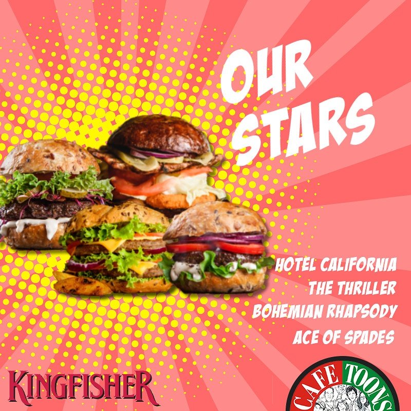 cafe_toons's tweet photo. Here’s our non-vegetarian star line up for the #Kingfisher Burger Fest. We are unveiling the dates soon!
#BurgerFestCountdown #KingfisherBurgerFest #CafeToons #StayTooned #BeersAndBurgers #HappyFestival https://t.co/rKliF3BEC0
