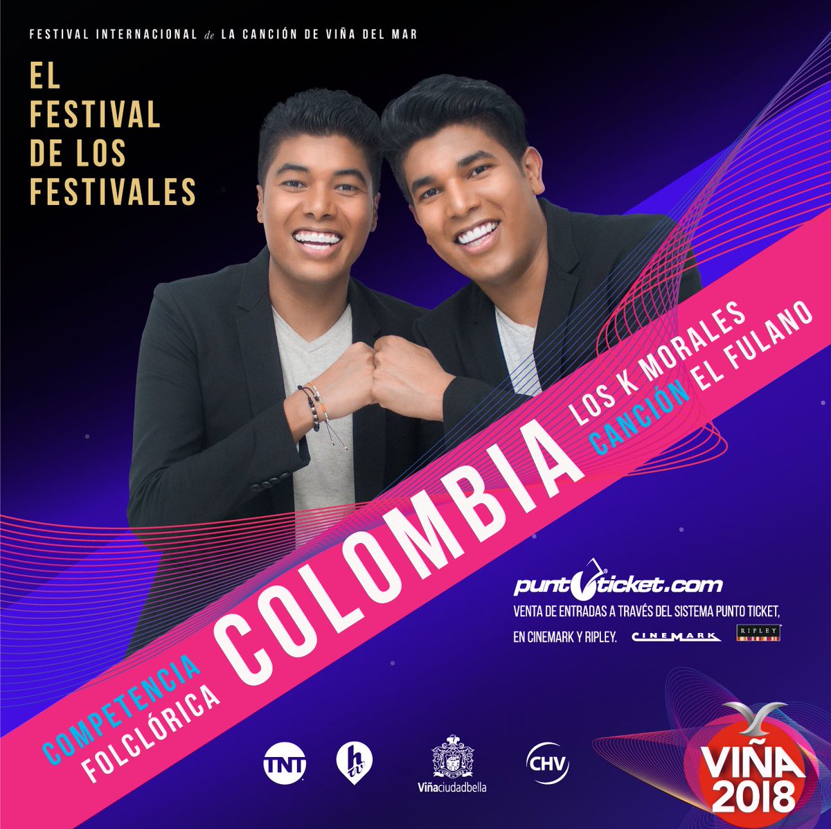 CHILEEEEEE 🇨🇱 allá vamos! El VALLENATO es COLOMBIA en el Festival Internacional de Viña del Mar participando con #ElFulano en la Competencia Folclórica.
Gracias Dios y a todo el Kmoralismo! RT RT RT