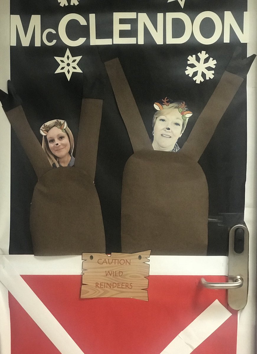 MrsLindsayPitts's tweet photo. Let the reindeer games begin @McClendonBraves 🎄 Starting with the wildest reindeer of them all, me and @triciasandy 🎄 Our helpers did great on the door! @deerob1124 @BuseMOMof3 https://t.co/yV5eiSaAM8