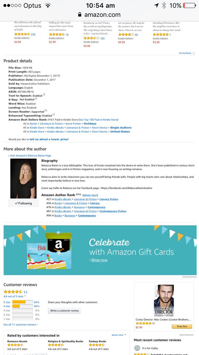 jaxandwillsmum's tweet photo. Well this is exciting! Winter at Cedarwood Lodge is 161 and climbing on @amazon and author rank is 27! #romance https://t.co/PVygGcpgqt