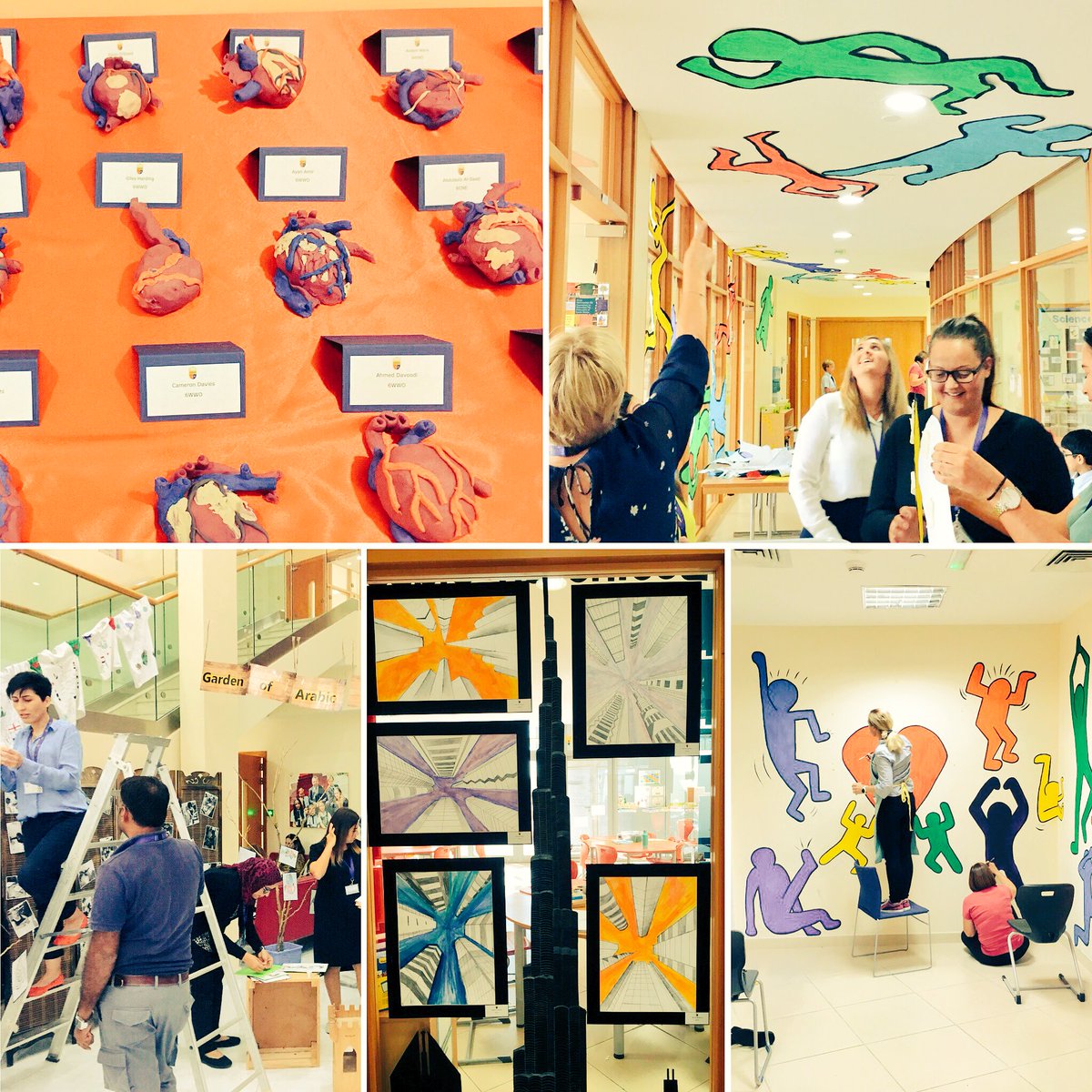 KSABPhase3's tweet photo. Arts Week final prep in full swing in #KSABPhase4 - the full reveal is Sunday! #bloodbeart #perspective #buildings #TeamArabic @KingsAlBarsha https://t.co/Iz7YcVeOQQ