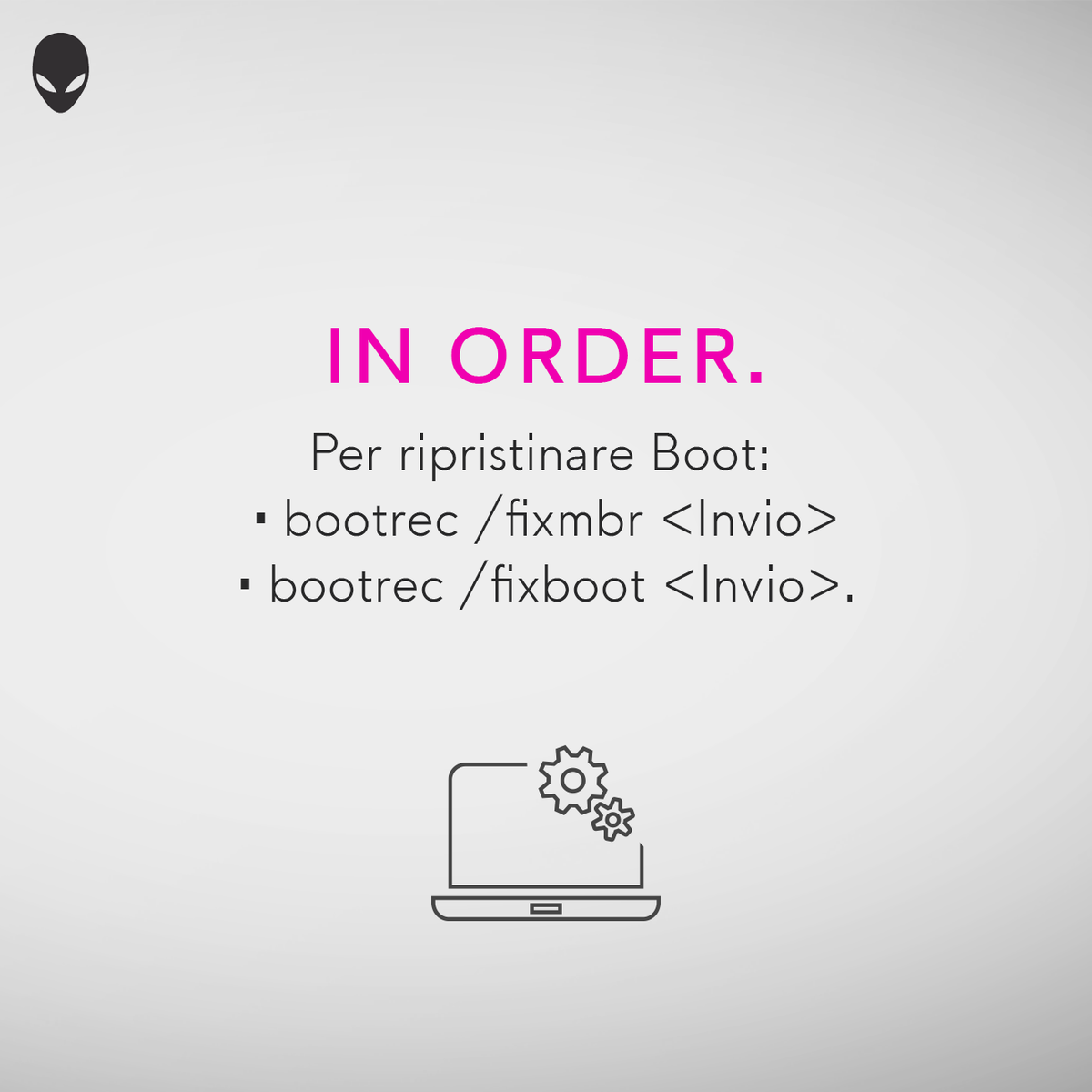 DellAiuta's tweet image. #FixBoot: Se il PC non si riesce ad avviare a causa di un problema di #windows passa in "modalità ripristino".
Da qui potete eseguire i comandi #Bootrec.exe per provare a risolvere.

Link alla pagina di supporto @MicrosoftAiuta : dell.to/2BIPeFH

@AlienwareTech