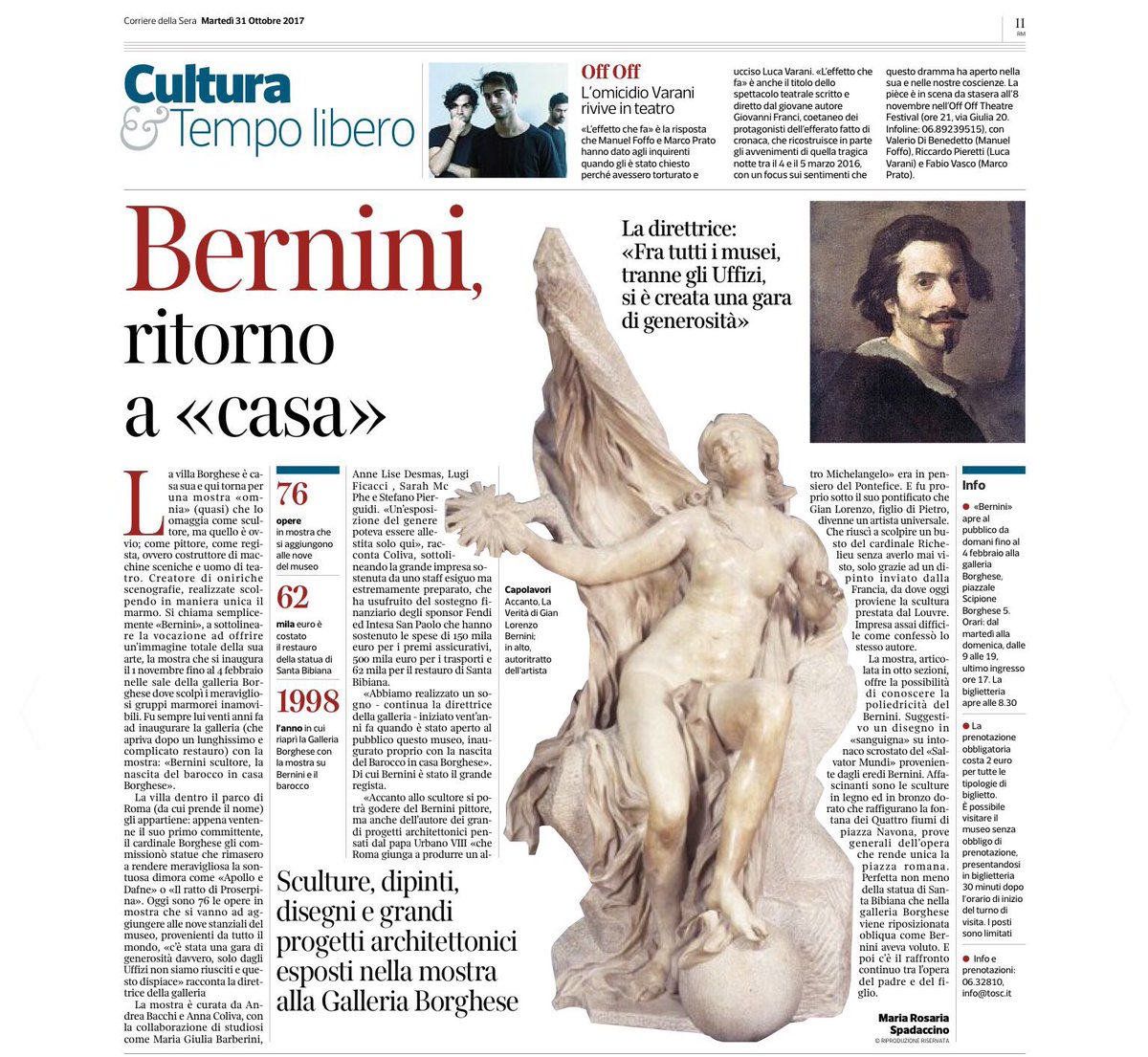 #GianLorenzoBernini Il #genio, fu il più geniale artefice del #Barocco, lo stile nato e sviluppatosi a #Roma nel Seicento ecco alcuni dei suoi capolavori #7Dicembre #Natioggi @TrastevereRM @Roma @SaiCheARoma @GreatBeautyRome @romewise @BeautyfromItaly