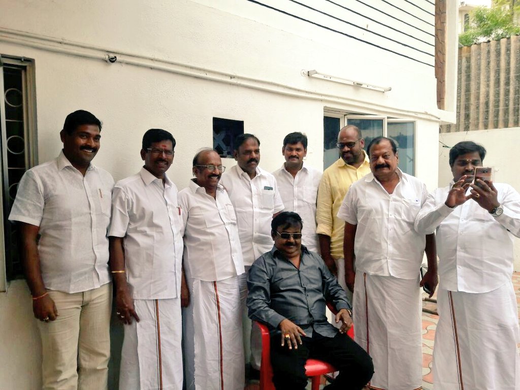 iVijayakant's tweet image. Reached Chennai this morning.