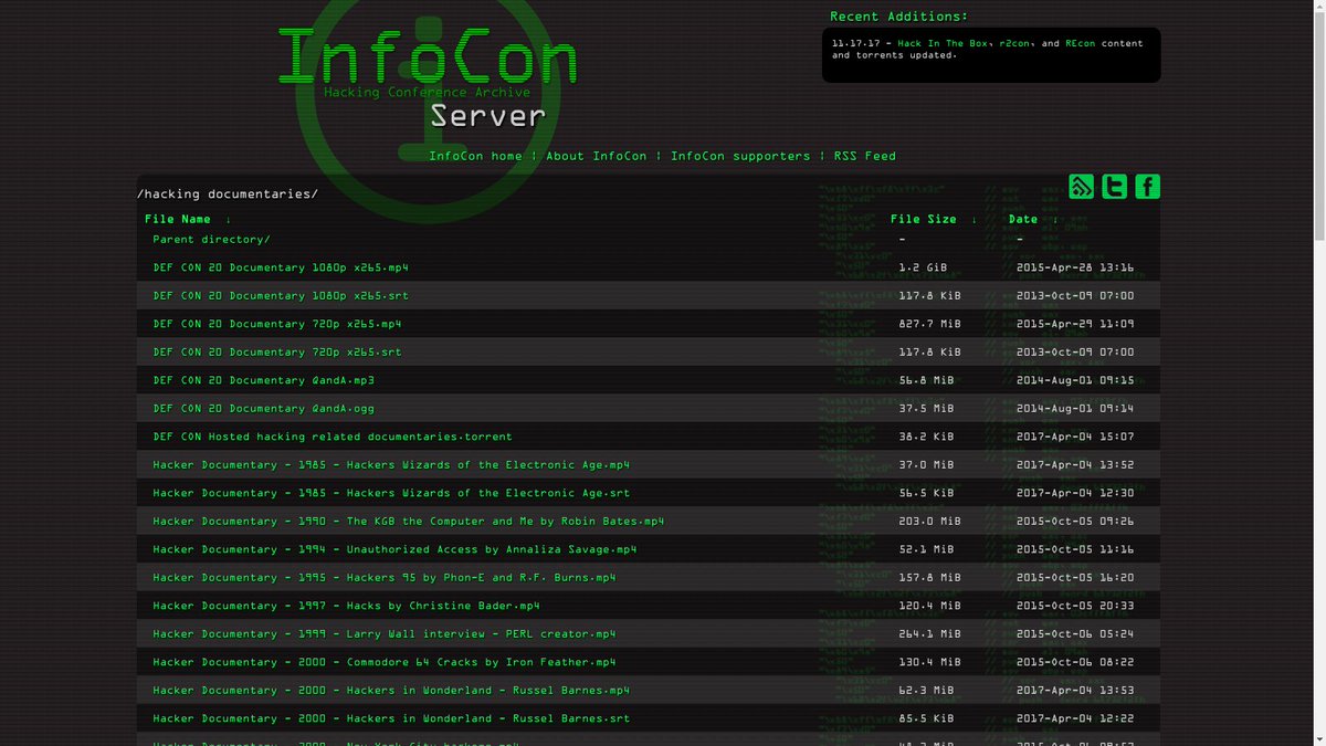 Need to find a talk given in one recent (or less recent) Hacking Conference? Go to infocon.org and find your talk in this nice and very wide archive. H/T <a href="/GranetMan/">Granet</a> cc: <a href="/binitamshah/">Binni Shah</a>