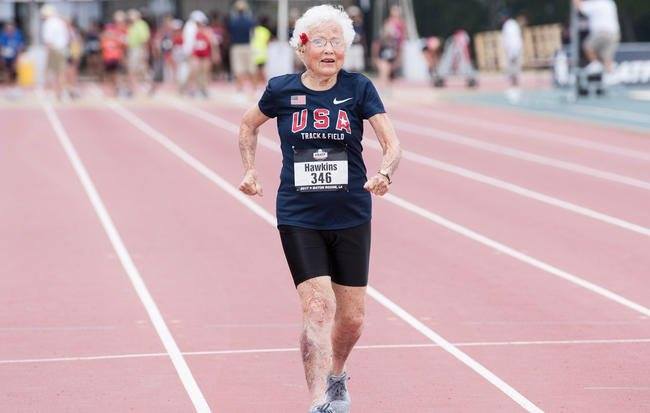WBR_London's tweet photo. Julia Hawkins made history by completing the distance of 100 meters in 40.12 seconds at the USA Track and Field Masters Outdoor Championships at Louisiana State University. https://t.co/Y5kfRPXWXs