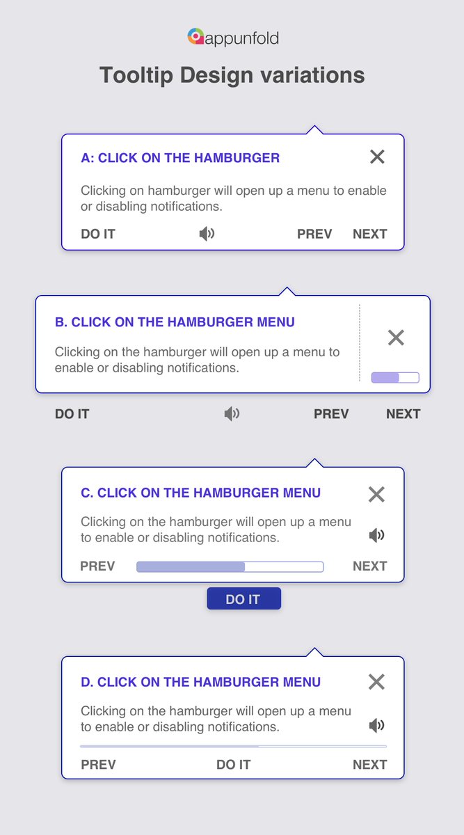 We're curious: which Tooltip is most appealing to you?
Help us to choose right design to be used in millions of devices

#Tooltips #Walkthroughs #Guides #Selfhelp #LMS #Onboarding #UserExperience #UserInterface #uxdesign #ux #Android #mobileapps #iOS