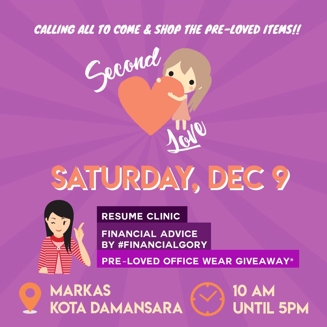 fazleenaH's tweet photo. 9 Dec. Sabtu ini. Jualan preloved, koleksi peribadi bukan bundle. Klinik resume &amp; pengurusan kewangan secara percuma. Juga free giveaway pakaian kerja untuk fresh graduate &amp; yang memerlukan. Masuk PERCUMA. Jangan lepaskan peluang keemasan ini di @MarkasKD https://t.co/X87aOC4EAb