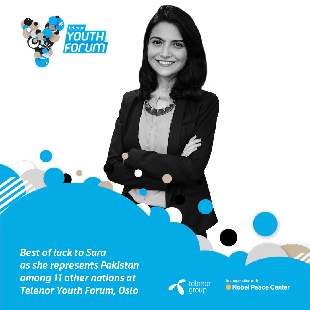 telenorpakistan's tweet photo. Wishing Sara all the best as she embarks on the TYF journey in Oslo this week to represent Pakistan amongst delegates from 11 nations. #TYF17 https://t.co/8wkdTBoAlG