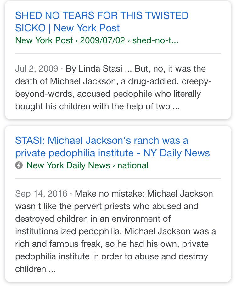 Linda Stasi, currently working for NY Daily News, was described by Benza in the aforementioned blog as his mentor and boss. Stasi has written her share of inflammatory articles about Michael over the years, and helped steer the Chandler story in 1993 along with Benza.