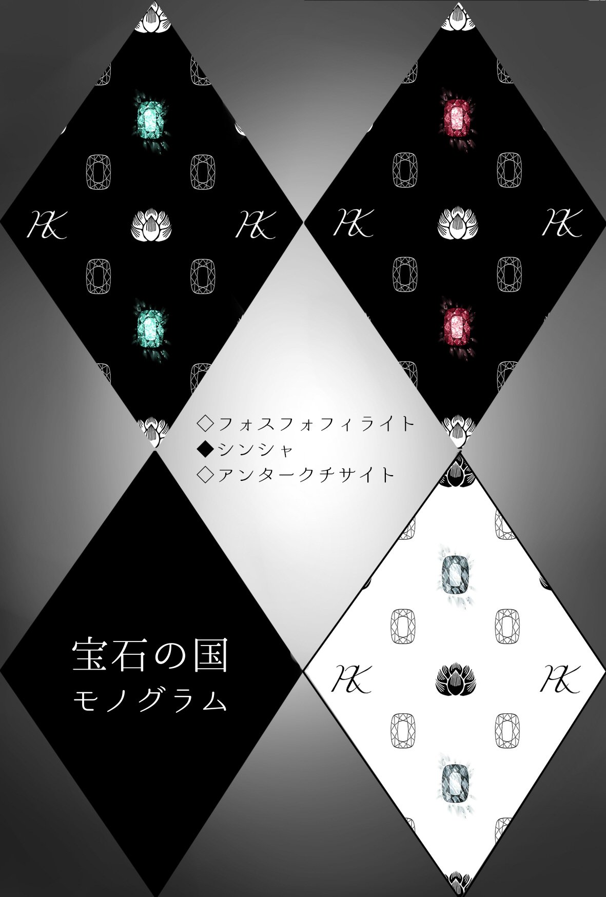 Twitter 上的 Mituki 宝石の国のモノグラム壁紙を作ってみました Ok Pc スマホの壁紙やライン背景として使用 Ssの際 写り込んでも気にせずsns等に投稿ok ツイッターのヘッダー プロフにヘッダーの配布元として私のidを表記して頂ければ使用ok リサイズ加工 Ng