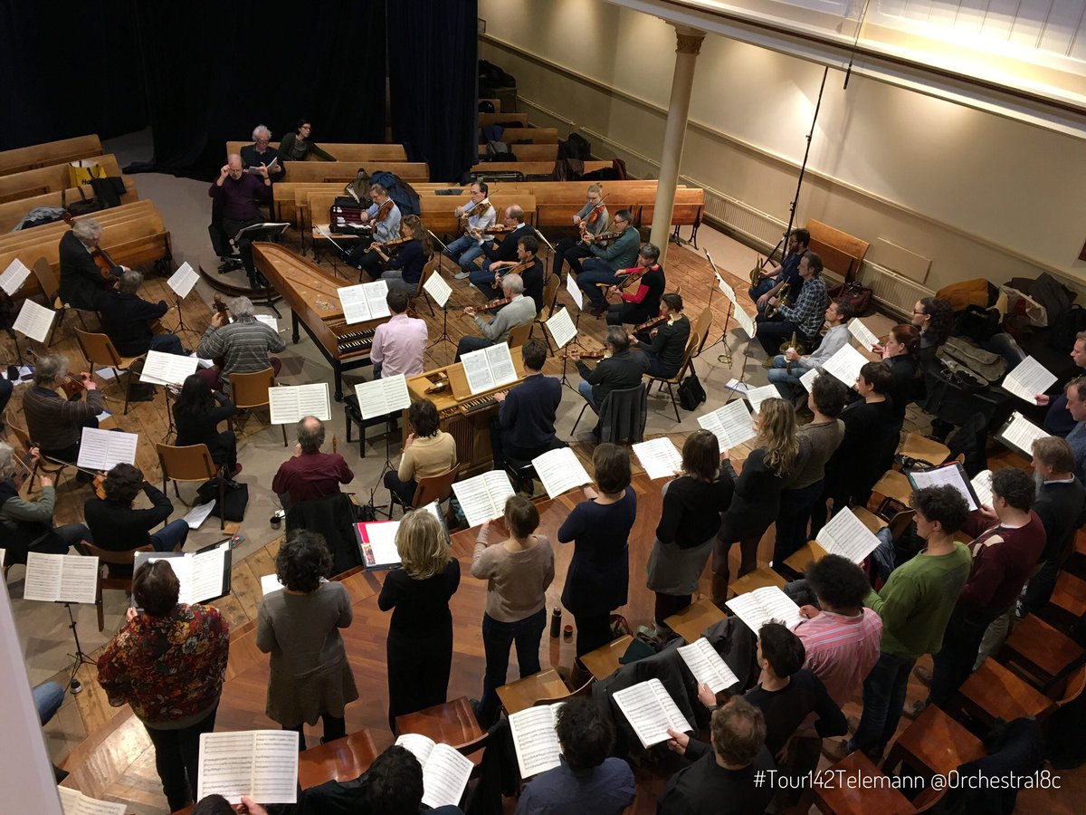 Orchestra18c's tweet photo. Rehearsal time with Andrea Marcon @CappellaAdam preparing Telemann Der Tag des Gerichts for @ZaterdagMatinee #earlymusic #Tour142Telemann #zaterdagmatinee https://t.co/eCkfPC7qwS