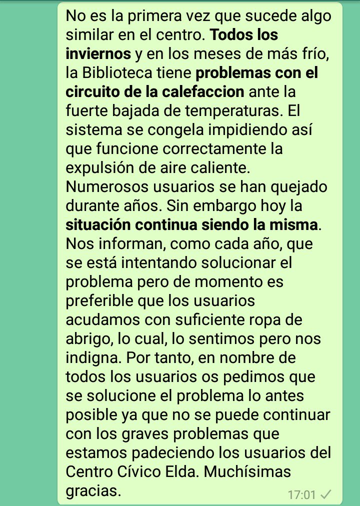 Un día mas: Con forro polar, abrigo y bufanda, hemos acudido hoy los eldenses a la sala de estudio del centro cívico de Elda <a href="/ayto_elda/">Ayuntamiento de Elda</a> <a href="/PP_Elda/">Populares de Elda</a> <a href="/radioelda/">Radio Elda CadenaSER</a> <a href="/eldainforma/">Elda informa</a> <a href="/eldanoticias/">EldaNoticias.com</a>