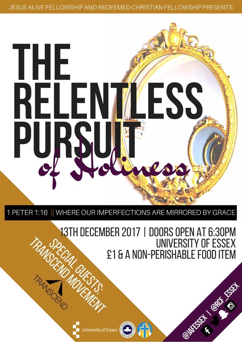 RCF_Essex's tweet photo. Come along to our joint event with @JAFessex next week Wednesday: The Relentless Pursuit of Holiness! https://t.co/Z4cOMiz1FI
