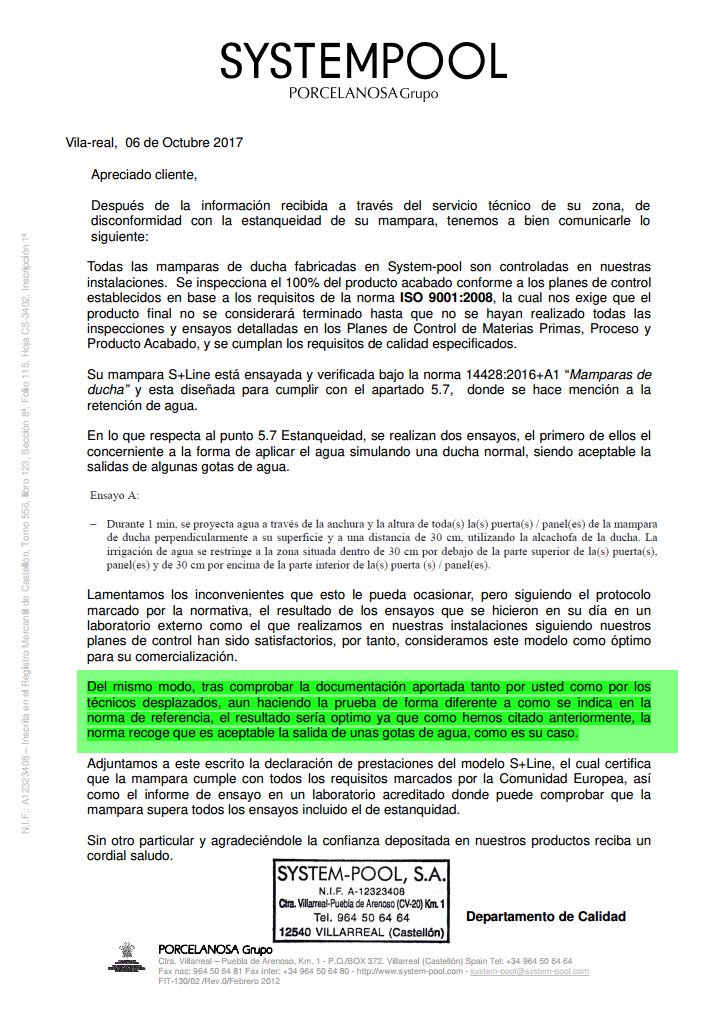 RegulezVicente's tweet image. @GarantiaConsumo @Porcelanosa_es @PorcelanosaTIMO #porcelanosa #SYSTEMPOOL  Comprar una mampara de Porcelanosa, 2000€, que se salga el agua, y recibir respuesta de que esas fugas son normales y que la mampara es perfecta no tiene nombre....¿O sí?