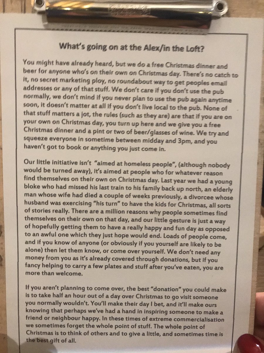 Going to be on your own on Xmas Day?  Join Wimbledon pub  <a href="/TheAlexSW19/">The Alexandra</a>  for FREE Christmas dinner.  Lovely.  👍🏻