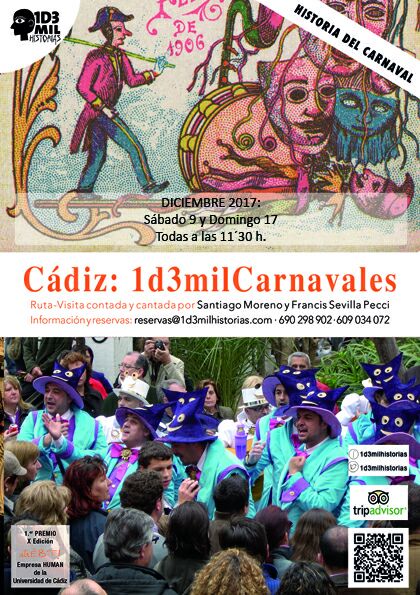 1d3milhistorias's tweet photo. Nuevas fechas para la ruta "Cádiz:1d3milcarnavales"
 -Sábado 9 a las 11:30.
 -Domingo 17 a las 11:30
reservas@1d3milhistorias.com
https://t.co/xwiOAtonjU

@kamunray @TRYP_La_Caleta @cong_Carnaval @CarnavalyCOAC @guiadecadiz https://t.co/bnzMxUObTz