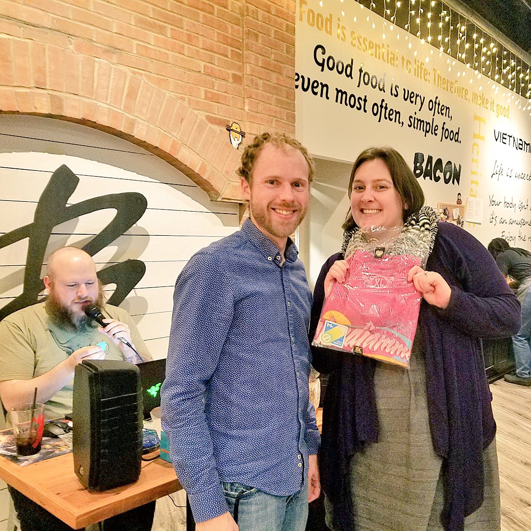 BaBellies's tweet photo. Congrats to some of our #raffleprize winners from last night’s #GoT #GeekTrivia with @Chef_Lu_Bu . Remember, #TriviaNight moves back to Tuesday next week! #BaBellies https://t.co/IZd5gNBfhR