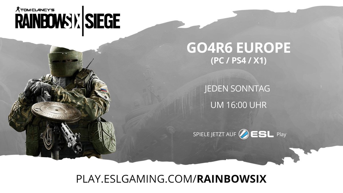 ESLGermany's tweet photo. Nimm diesen Sonntag mit deinem Team an #Go4R6 teil. Eine große Menge R6 Credits warten auf neue Besitzer!
https://t.co/pPVZPBYLDE https://t.co/PXhXc2G9WN