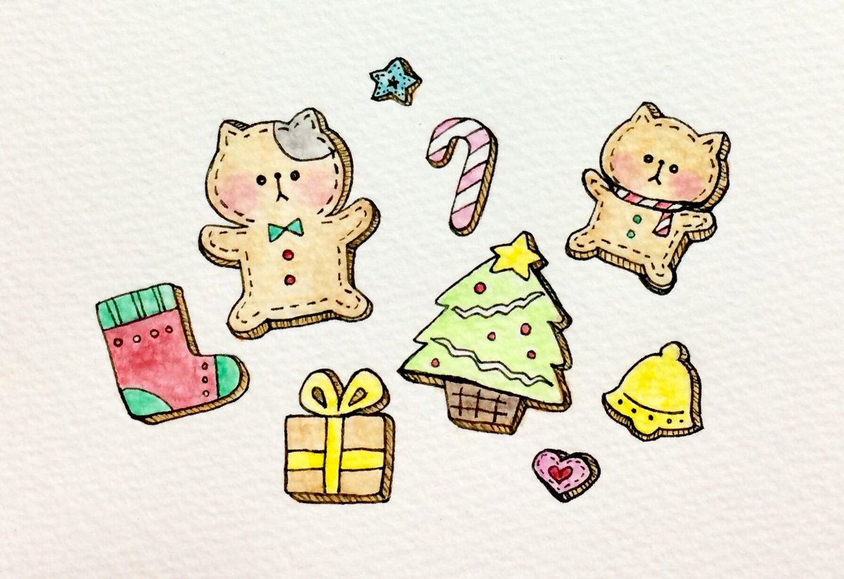 おこにゃん おこクッキー クッキー クリスマス 美味しそう 猫 ネコ ねこ イラスト 可愛い 1日1絵 手描き 癒し 絵描きさんと繋がりたい イラスト好きな人と繋がりたい Cats