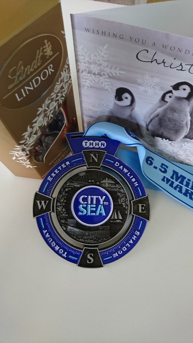 Thank you to @ScimitarSports for the chocolates Christmas Card we received today. They supply the amazing City to Sea Medals and T-shirts