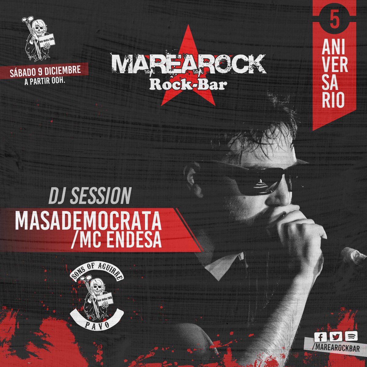 SonsofAguirre's tweet photo. Este sábado 9 de Diciembre el DJ Endesa/@masademocrata estará en el @MarearockBar pinchando temazos. Tiembla Kiko Rivera. https://t.co/oDZgXftUjm