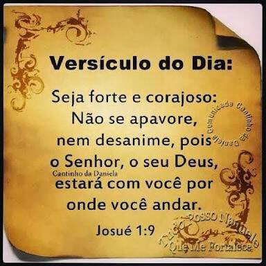 Não fui eu que ordenei a você? Seja forte e corajoso! Não se apavore nem desanime, pois o Senhor, o seu Deus, estará com você por onde você andar".
Boa tarde amados(as) de Deus!