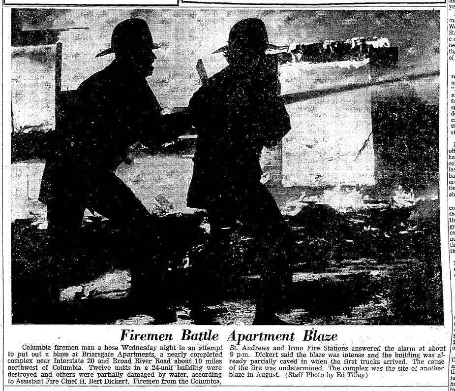 IrmoFire's tweet photo. #ThisDayInFireHistory Units from @ColaFire and @IrmoFire responded to an apartment fire at Briarsgate Apartments. https://t.co/Klg9bkC6Ou