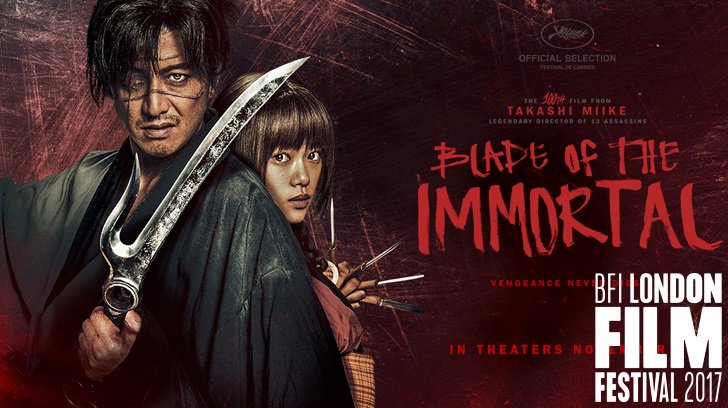 FilmPhonic's tweet photo. #TakashiMiike's hilariously graphic Samurai revenge epic #BladeOfTheImmortal is out in #UK cinemas tomorrow, don't miss it and check out our #LFF2017 review https://t.co/KJ7pRtnwiG https://t.co/VlxcLFkEfc