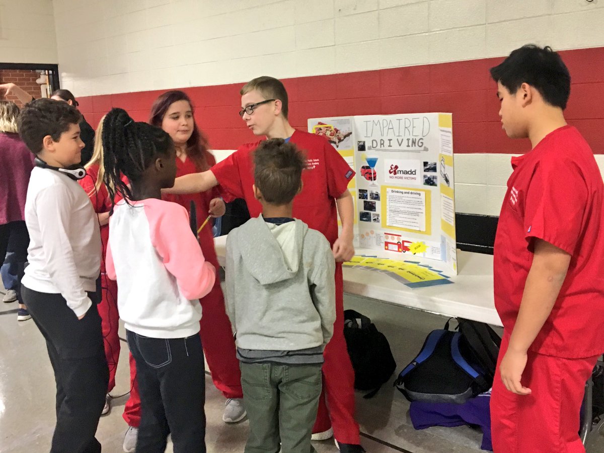 jtalburt's tweet photo. The students from @HSA_at_Mercy hosting a safety fair at @PershingElem @PershingSPS! https://t.co/LScjD4hHxo