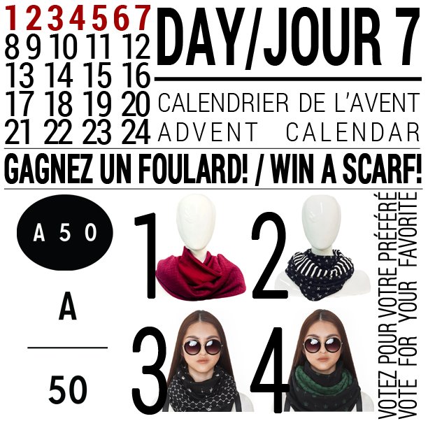 Septième jour du calendrier de l'Avent: on vous offre de gagner 2 écharpes! - Seventh day of our Advent calendar: gat the chance to win one of two scarves! #calendrieravent #AdventCalendar #christmastime #annie50 #modequébécoise #cestlhiver #Noel2017