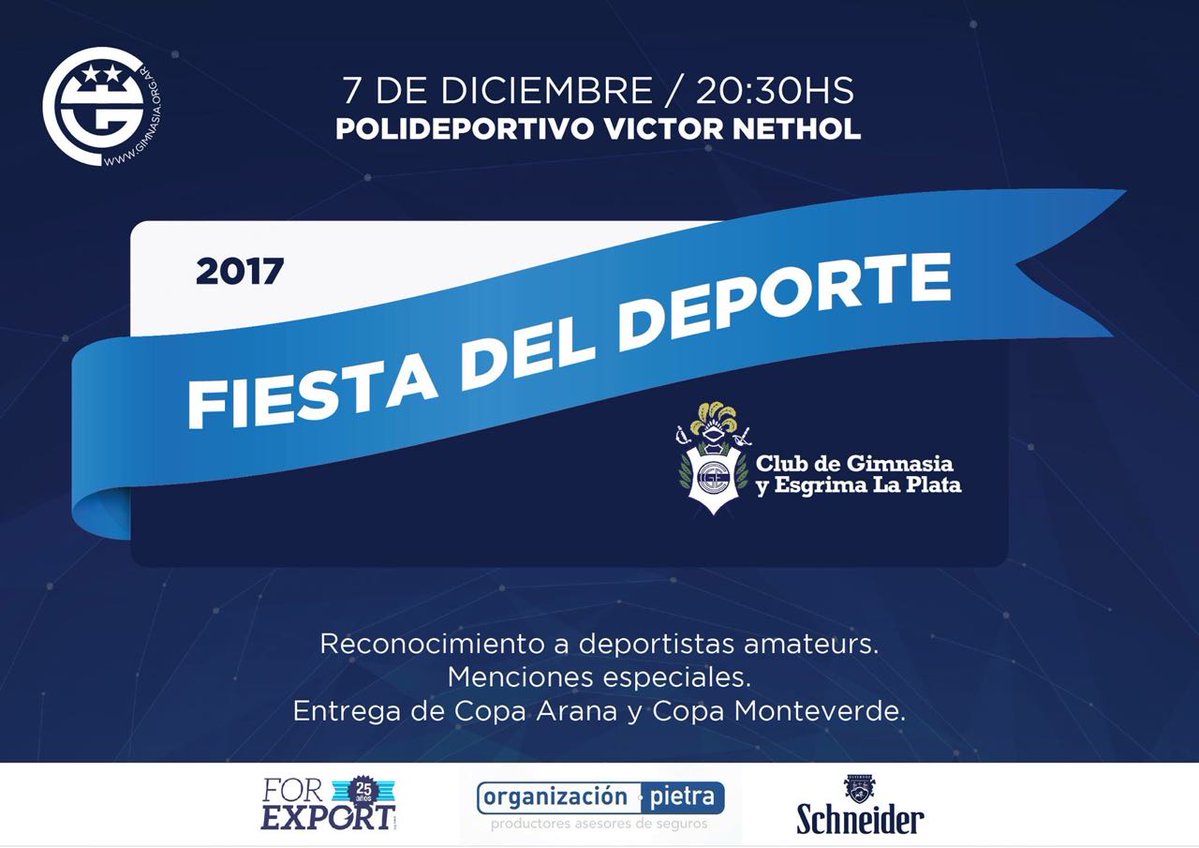 Estandarte_Trip's tweet photo. #CGE #ElCub | Esta noche desde las 20:30 se realizará la Fiesta del Deporte en el Polideportivo Víctor Nethol. https://t.co/93zBzqDH4d