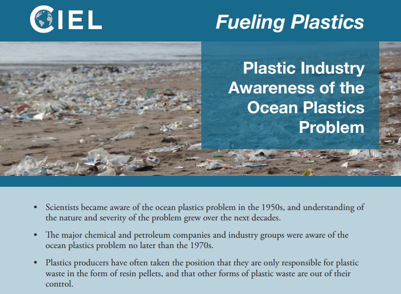 AliciaMateos_'s tweet photo. The new report by @ciel_tweets "Plastic Industry Awareness of the Ocean Plastics Problem". Find it here https://t.co/0K1VSanSDJ https://t.co/wcAeZ2f1Gy