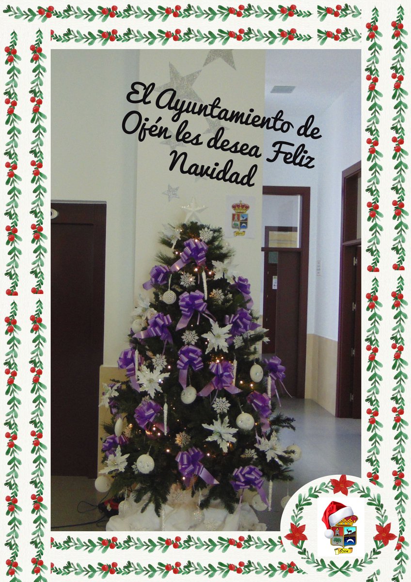 El <a href="/AytoOjen/">Ayuntamiento de Ojén</a> les desea unas Felices Fiestas con este árbol al que este año hemos decorado de color morado, como homenaje a las mujeres que son víctimas de la violencia de género