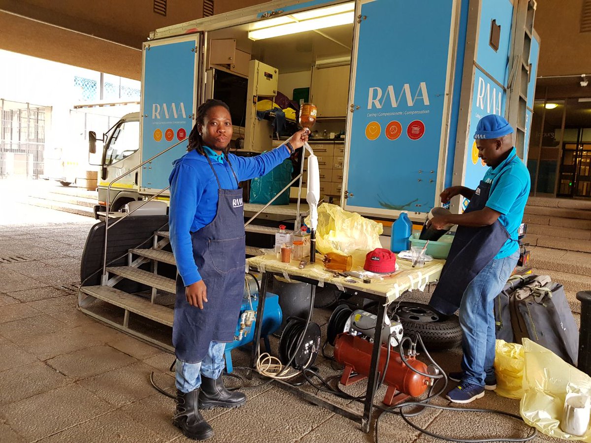 RMAssurance's tweet photo. Ten-year-old George Baloyi received two prosthetic legs, sponsored by RMA, at today's event for people living with disability hosted by @CityofJoburgZA. George's new legs were crafted on site an specially tailored for him. There were smiles all around! #JoburgDisabilityAwareness https://t.co/gfyjDbPtvn